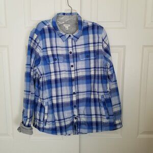 L. L. Bean Fleece Lined Flannel  Shirt Womans size M - EUC
